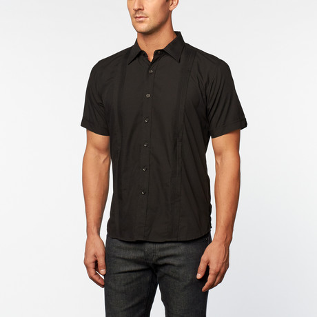 Pintuck Front Stripe Shirt // Black (S)