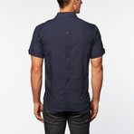 Pintuck Front Stripe Shirt // Navy (S)
