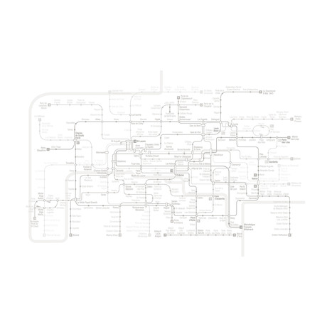 PLAN DU METRO DE PARIS Panoramique // Gris