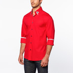 Button-Up Shirt + Plaid Trim // Red (S)