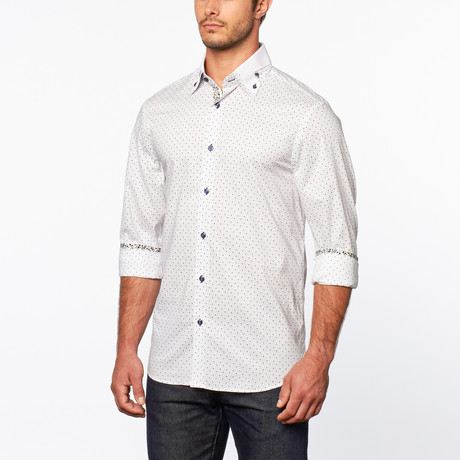 Button-Down Geometric Shirt // White (S)