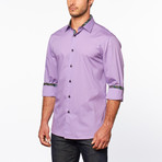 Button-Up Shirt + Paisley Trim // Purple (S)