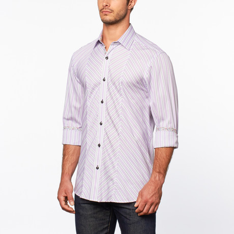 Button-Up Shirt // Purple Stripe (S)