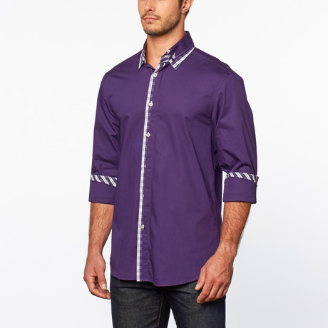 Button-Up Shirt + Plaid Trim // Purple (S)