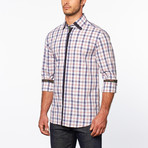 Plaid Button-Up + Paisley Trim // Blue (M)