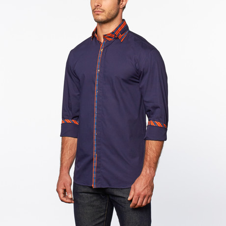 Button-Down Shirt + Stripe Detail // Classic Navy (S)