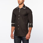 Button-Up Shirt + Contrast Collar Detail // Jet Black (S)