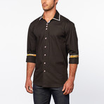 Button-Up Shirt + Paisley Trim // Black (2XL)