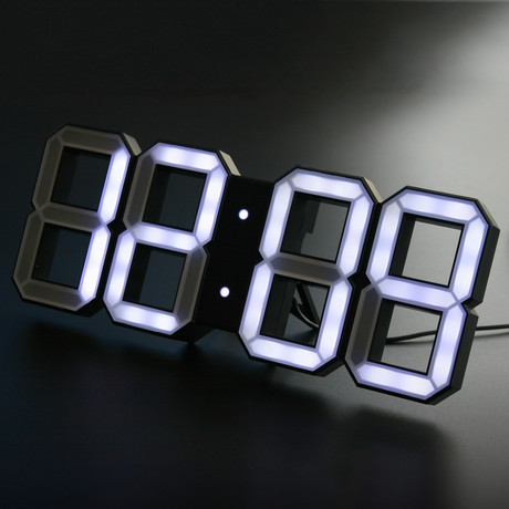 Kibardindesign // White + White Digital LED Clock // Black Edition (2M Cord)