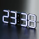 Kibardindesign // White + White Digital LED Clock // Black Edition (2M Cord)