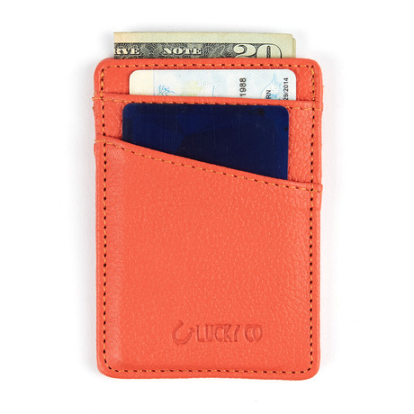 Leather Vertical Cardholder // Orange