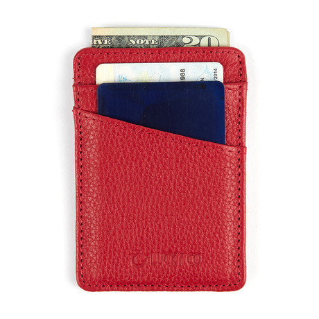 Leather Vertical Cardholder // Red
