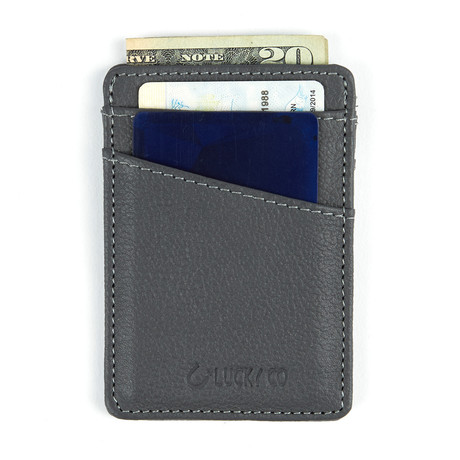 Leather Vertical Cardholder // Grey