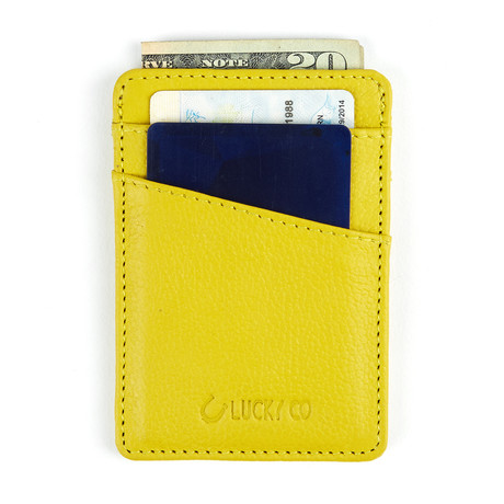 Leather Vertical Cardholder // Yellow