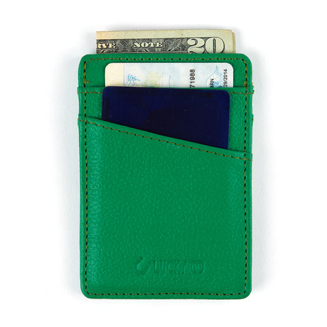 Leather Vertical Cardholder // Green