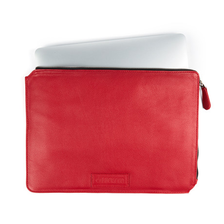 Leather Macbook 13" Case // Red