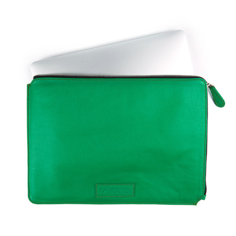 Leather Macbook 13" Case // Green