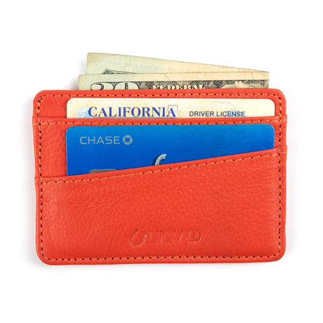 Leather Card Holder // Orange
