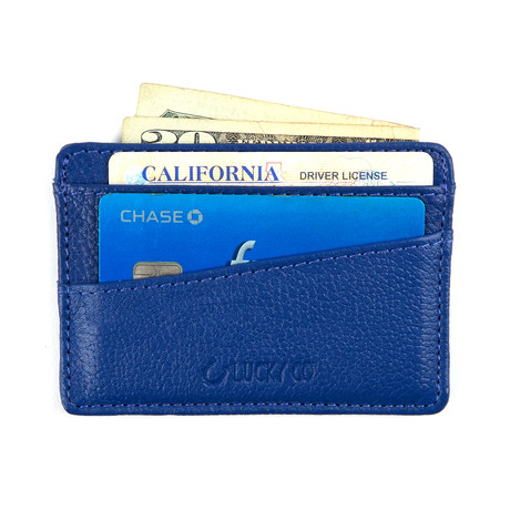 Leather Card Holder // Blue