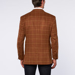 Windowpane Wool Blend Slim Fit Blazer // Brown (US: 36R)