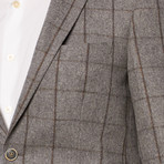 Renoir // Windowpane Wool Blend Slim Fit Blazer // Grey (US: 36R)