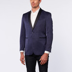 Shawl Collar Slim Fit Tuxedo Jacket // Navy Paisley (US: 40L)