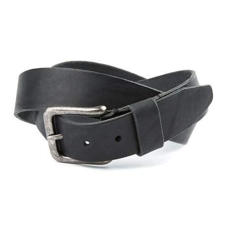 Auburn Washed Leather Belt // Black (32" Waist)