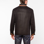 Contrast Panel Collar Zip-Up Coat // Black (M)