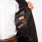 Contrast Panel Collar Zip-Up Coat // Black (M)