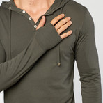 Spenglish // Pima Hoodie Henley  // Charcoal (XL)