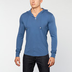 Spenglish // Pima Hoodie Henley // Azul (2XL)