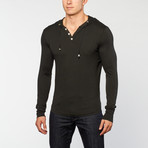 Pima Hoodie Henley // Black (S)