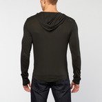 Pima Hoodie Henley // Black (M)