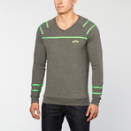 Neon Tape Brushed V-Neck // Charcoal (L)