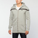 Chest Stripe Zip Hoodie // Heather (M)