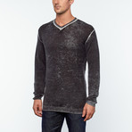 Wool + Cashmere V-Neck Sweater // Anthracite Dirty Effect (L)