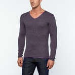 Wool Blend V-Neck Sweater // Purple Anthracite (L)