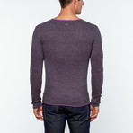 Wool Blend V-Neck Sweater // Purple Anthracite (S)