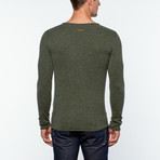 Wool + Cashmere Rolled Edge V-Neck Sweater // Khaki (S)