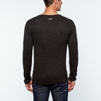 Wool + Cashmere Rolled Edge V-Neck Sweater // Anthracite (S)