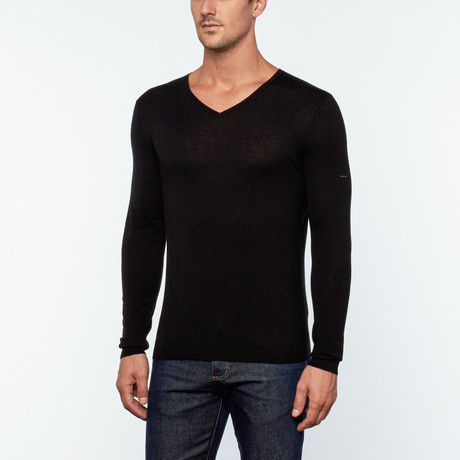 Alexandro Wool + Cashmere V-Neck Sweater // Black (S)