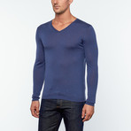 Alexandro Wool + Cashmere V-Neck Sweater // Deep Blue (S)