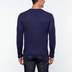 Wool Blend V-Neck Cardigan // Blue Navy (L)