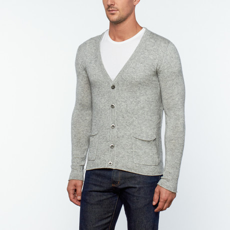 Wool Blend V-Neck Cardigan // Grey (S)