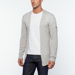 Free Edge Cashmere + Silk Blend Cardigan // Light Grey Melange (XL)