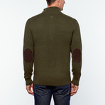 Messi Cashmere + Leather Button-Up Cardigan // Khaki (L)