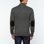 Messi Cashmere + Leather Button-Up Cardigan // Anthracite (M)