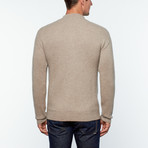 Corvatsch Cashmere Ribbed Zip-Up Sweater // Mink (L)