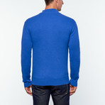 Corvatsch Cashmere Ribbed Zip-Up Sweater // Space Blue (L)