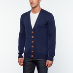 Jhonson Cashmere V-Neck Cardigan // Navy Blue (XL)